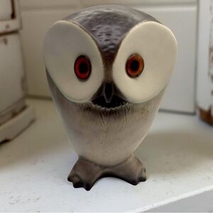 Vintage American Roseland Porcelain Figurine Owl  7"H Whimsical Gray and White